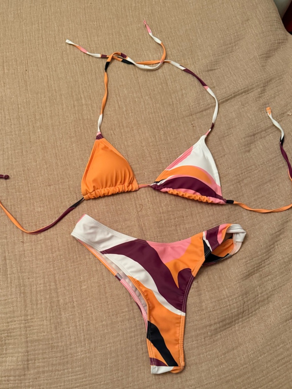 Colorblock Orange & Pink Triangle Bikini
